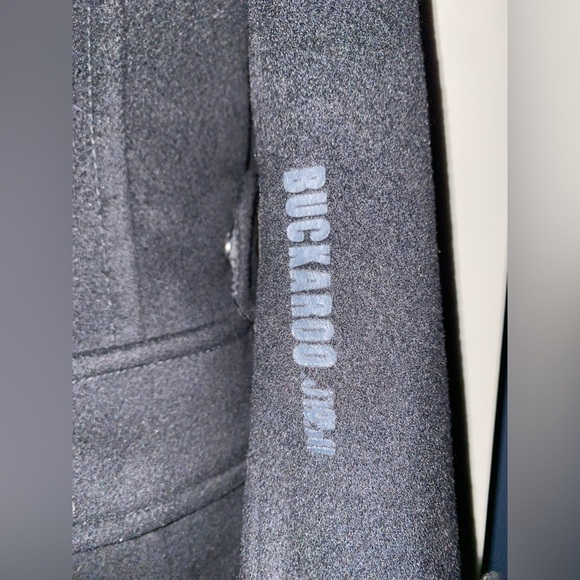 Vintage Buckaroo Modern J1950 Wool Black‎ Pea Coat Eight Button Men L Cowboy - Picture 8 of 11